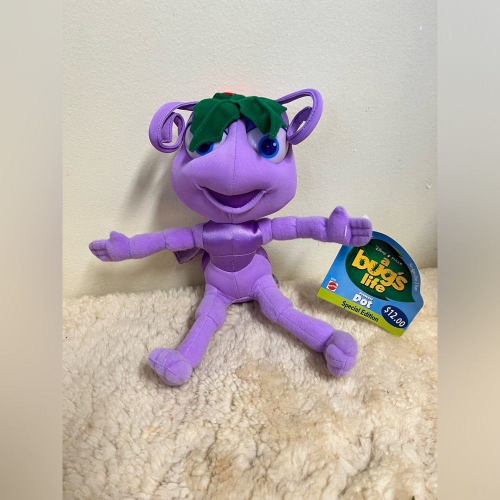 Plush Mattel Disney Pixar Bugs Life 10" Princess Dot 1998 Christmas With Tag